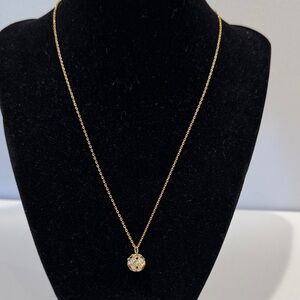 Kate Spade Gold Necklace with Crystal and black ball Pendant